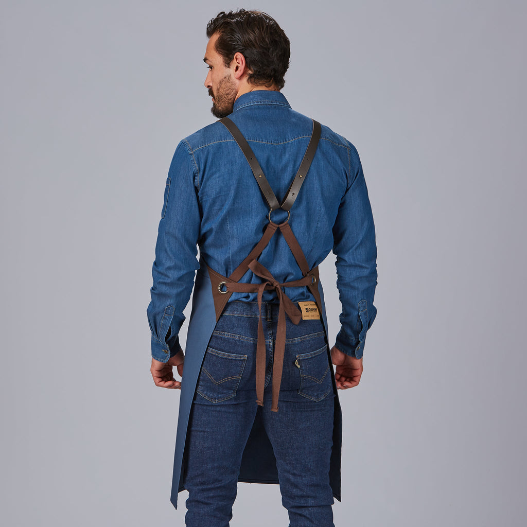 DELANTAL PETO HERRAJES EN PIEL 88X74 CM