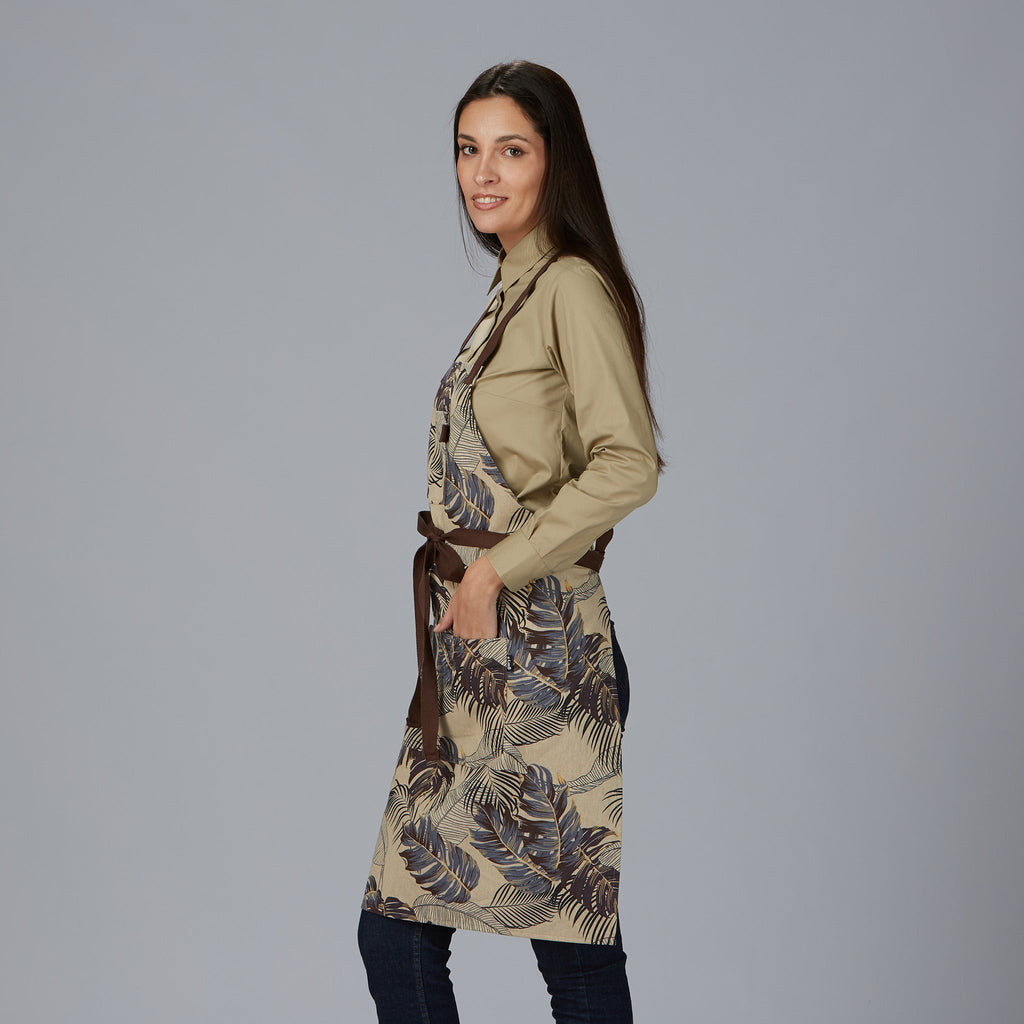 DELANTAL PETO ESTAMPADO FLORES 88X74 CM
