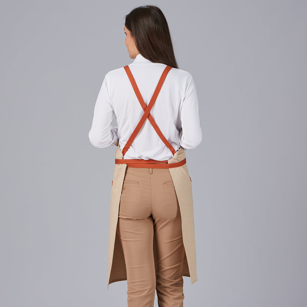 DELANTAL PETO BOLSILLO Y CINTAS COMBINADAS 88X74 CM