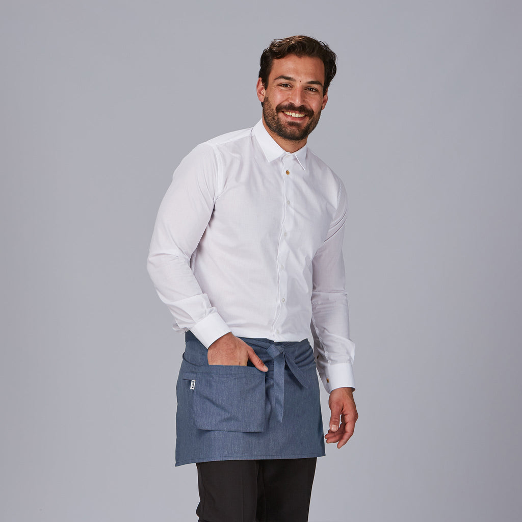 DELANTAL CORTO BOLSILLO CARTERA SARGA RECICLADA 35X67 CM