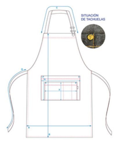 DELANTAL CON PETO LAVADO TEJANO AÑIL COMBI ALBERO 85X80 CM