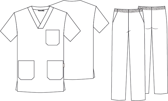 CONJUNTO UNISEX BLUSA CUELLO PICO /PANTALON GOMA ENTERA