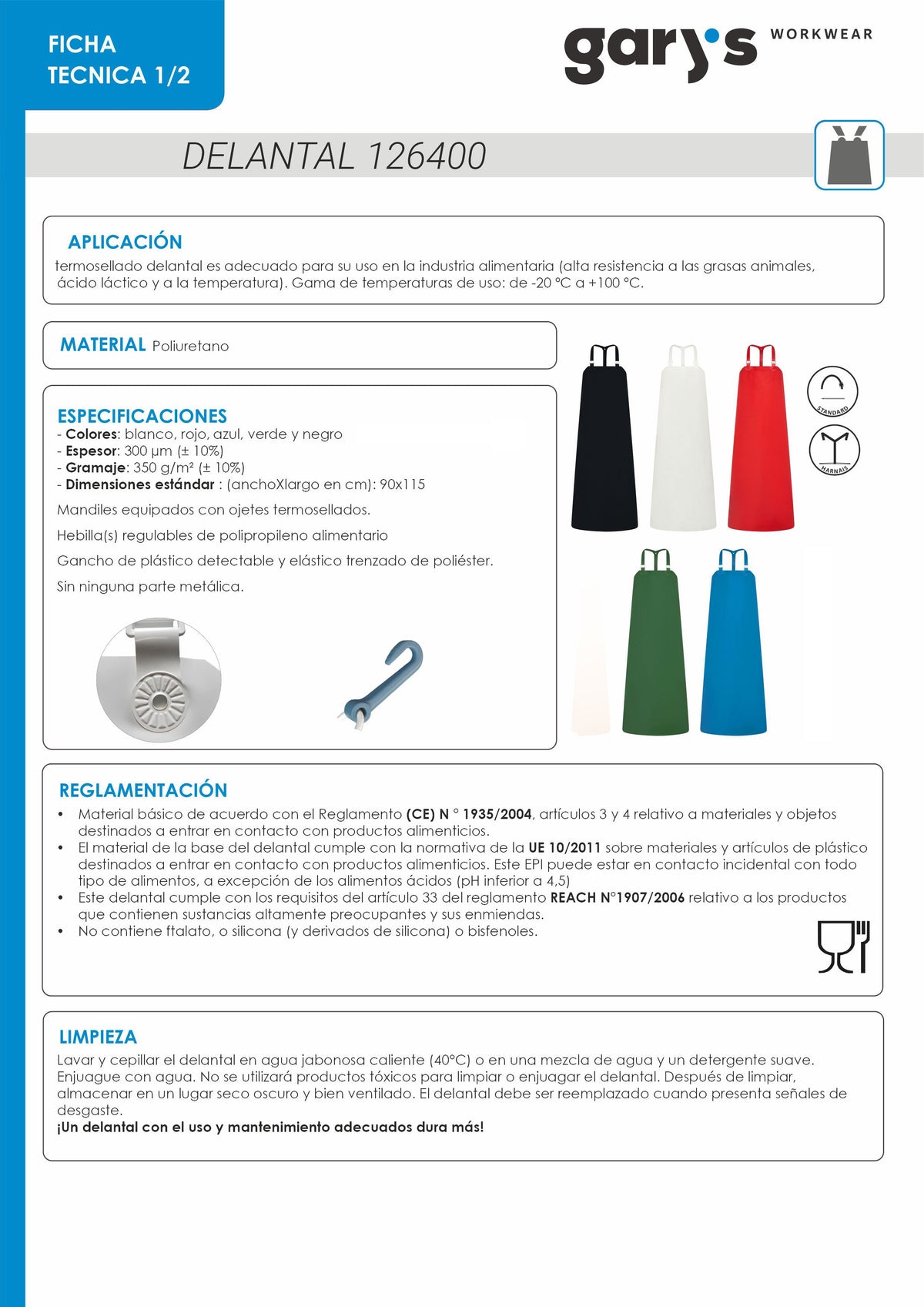 DELANTAL CON PETO POLIURETANO ANDREW 115X90 CM