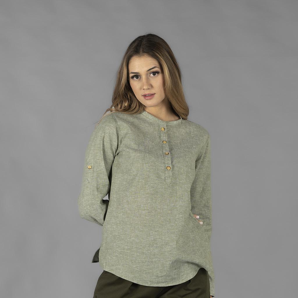 CAMISA MUJER LINO/COTTON CUELLO MAO KAULA