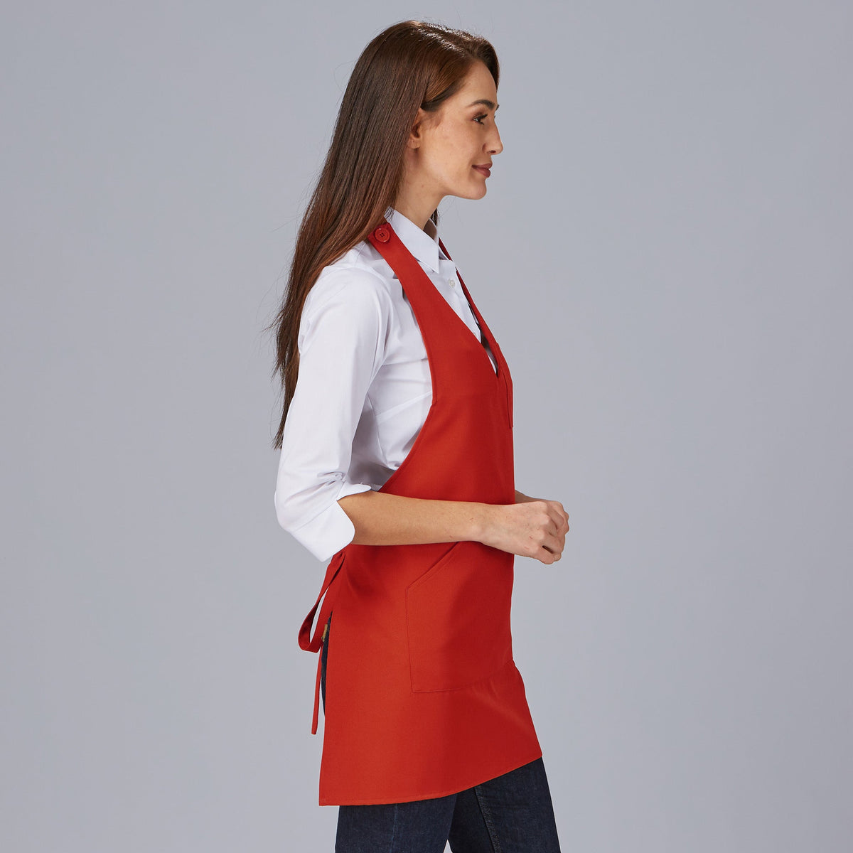 DELANTAL BISTRO ESCOTE PICO BOLSILLO CENTRO 80X65 CM