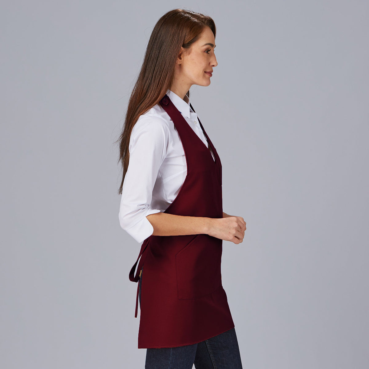 DELANTAL BISTRO ESCOTE PICO BOLSILLO CENTRO 80X65 CM