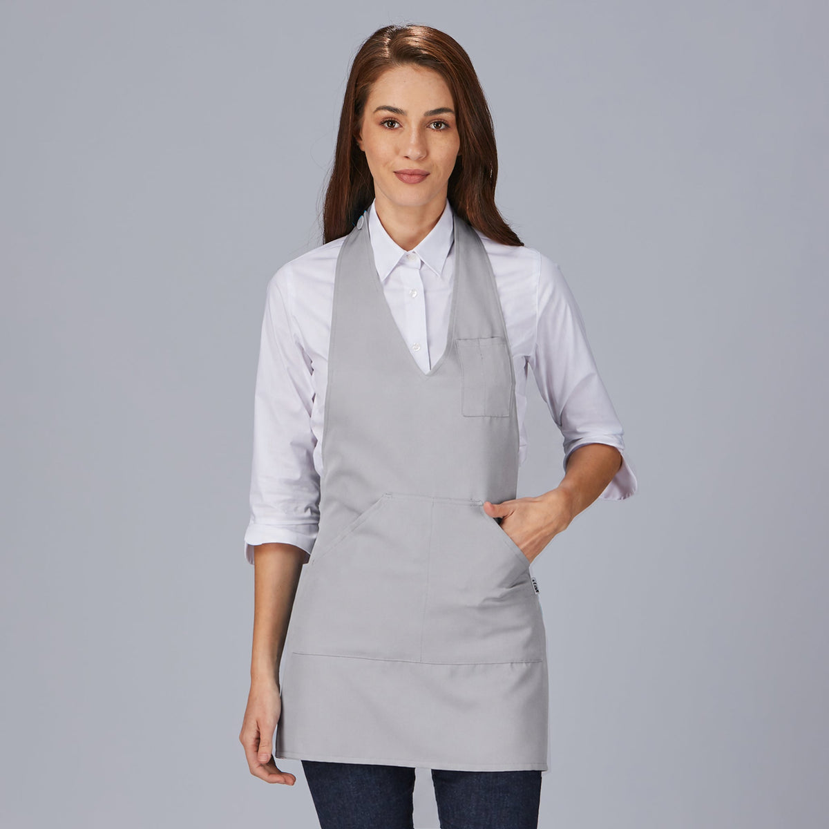 DELANTAL BISTRO ESCOTE PICO BOLSILLO CENTRO 80X65 CM