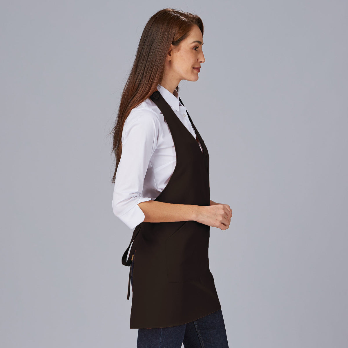 DELANTAL BISTRO ESCOTE PICO BOLSILLO CENTRO 80X65 CM