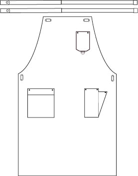 DELANTAL PETO OLLADOS TIRAS COMBI 88X74 CM