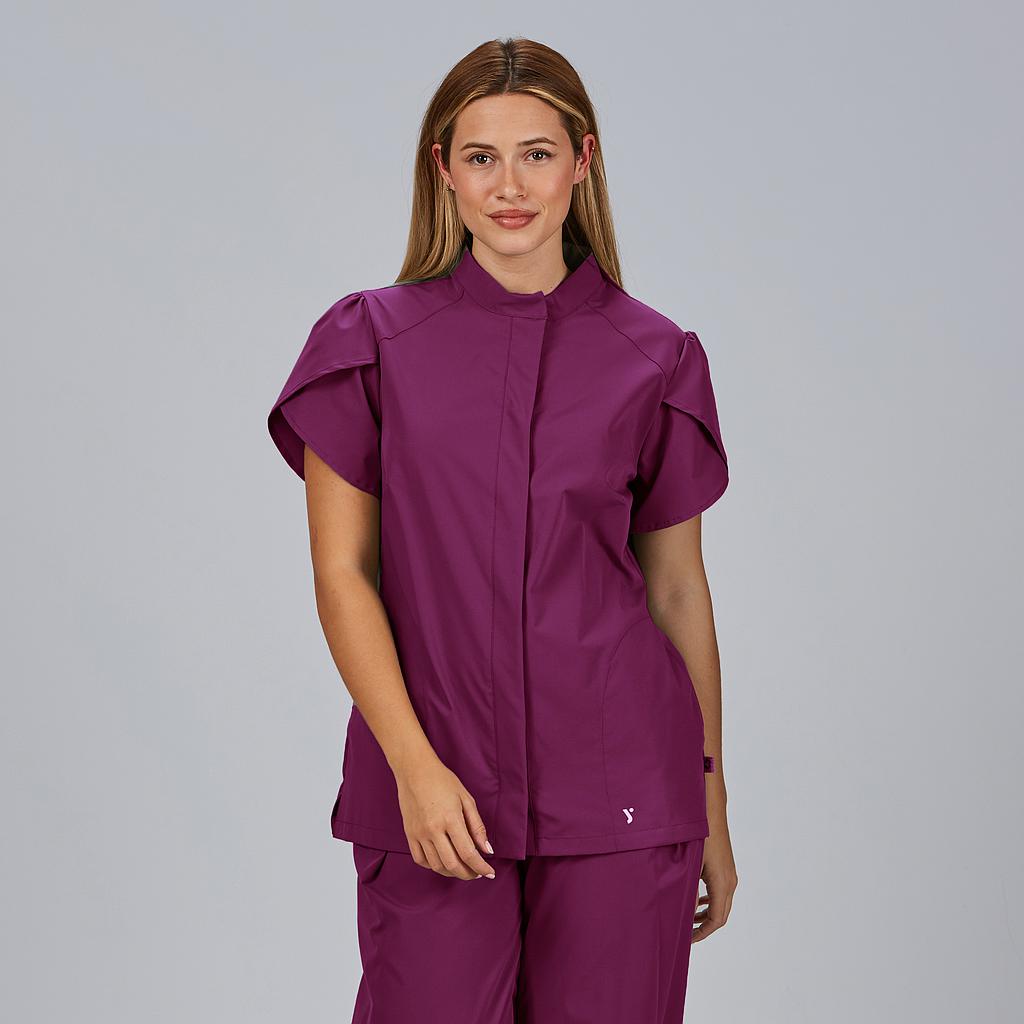 BLUSA MUJER BOTON OCULTO M/C LINA