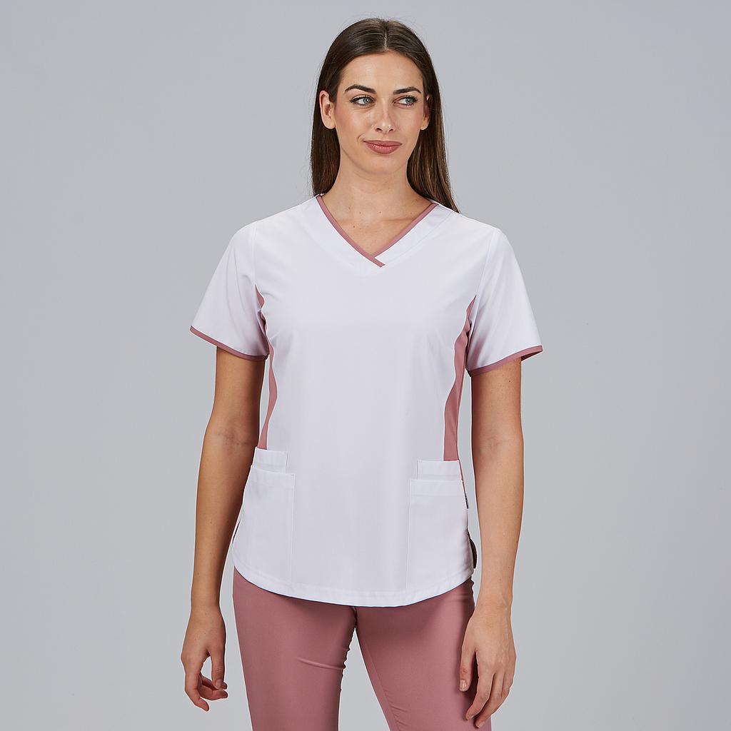 BLUSA MUJER ESCOTE PICO COMBINADA M/C CLEO