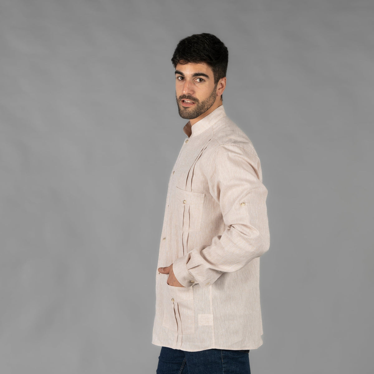 GUAYABERA HOMBRE CUELLO MAO BORNEO