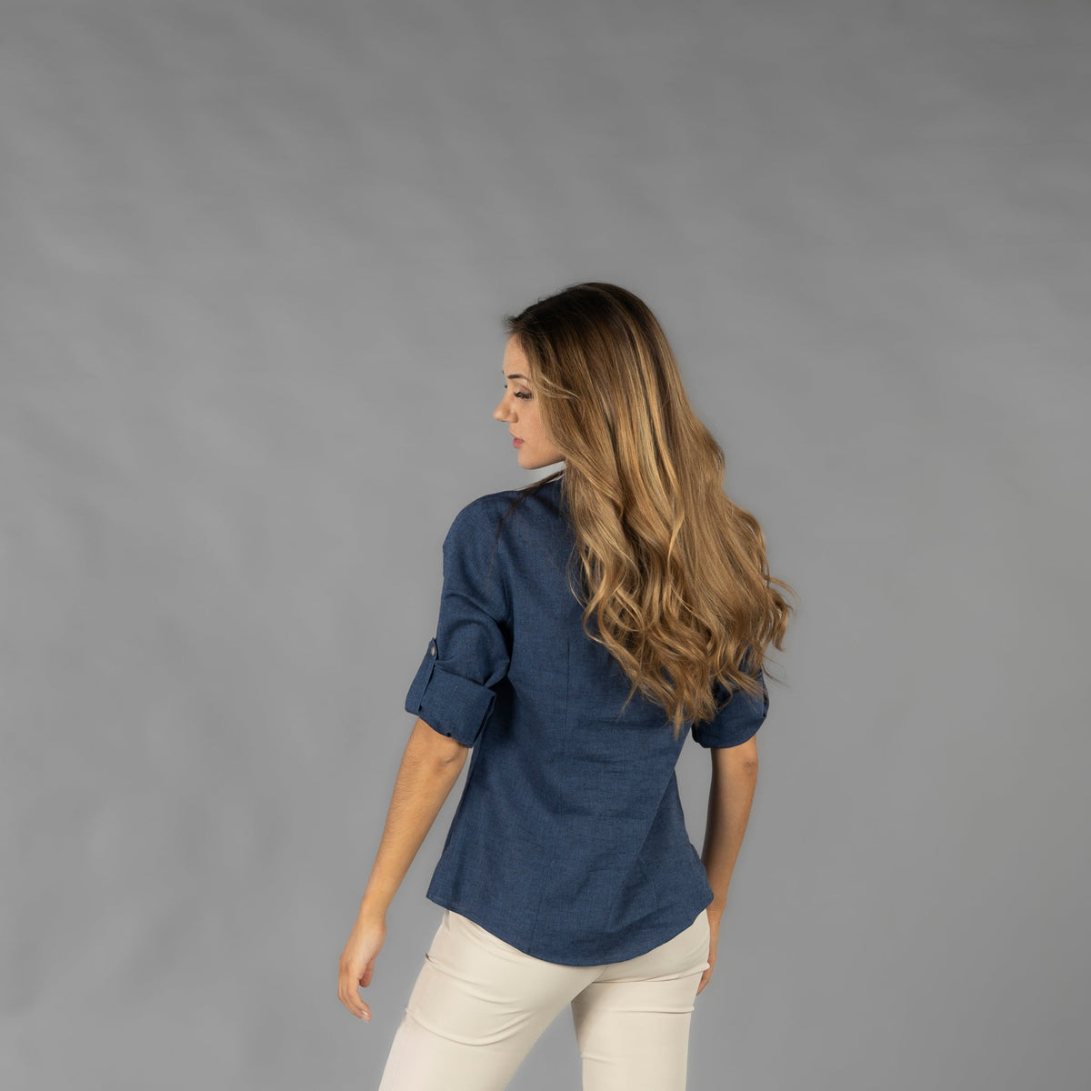 CAMISA MUJER LINO/COTTON CUELLO MAO KAULA