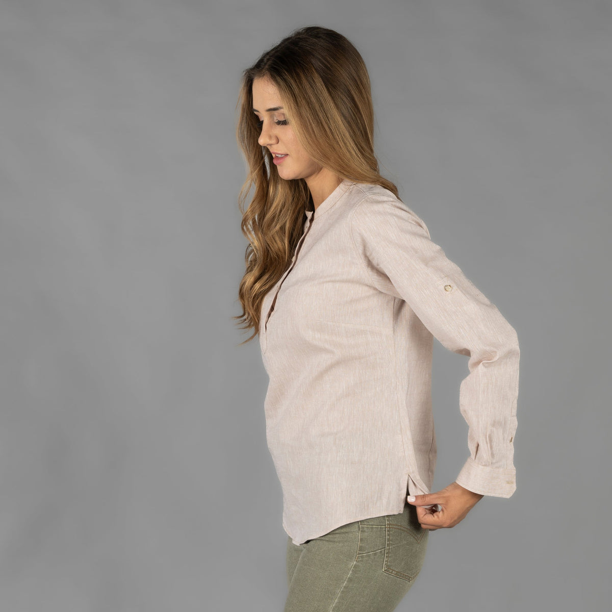 CAMISA MUJER LINO/COTTON CUELLO MAO KAULA