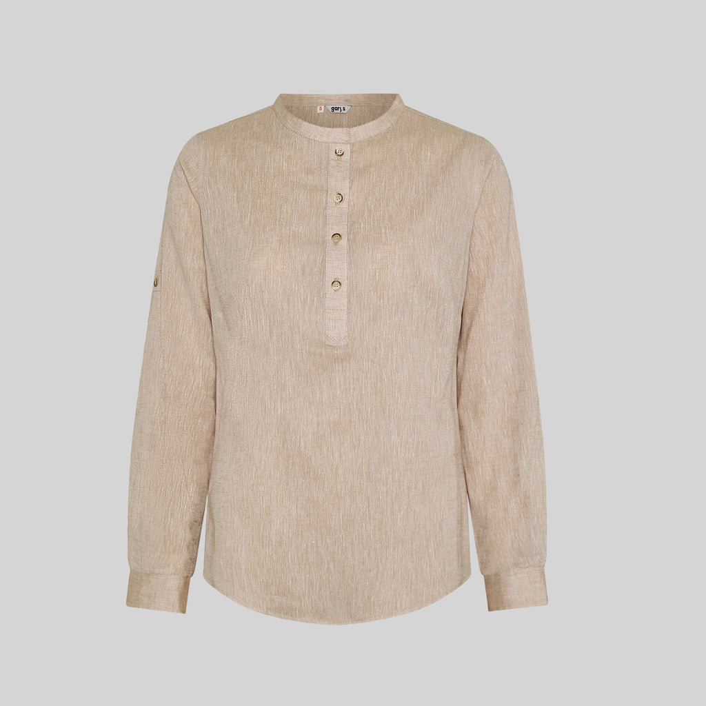 CAMISA MUJER LINO/COTTON CUELLO MAO KAULA