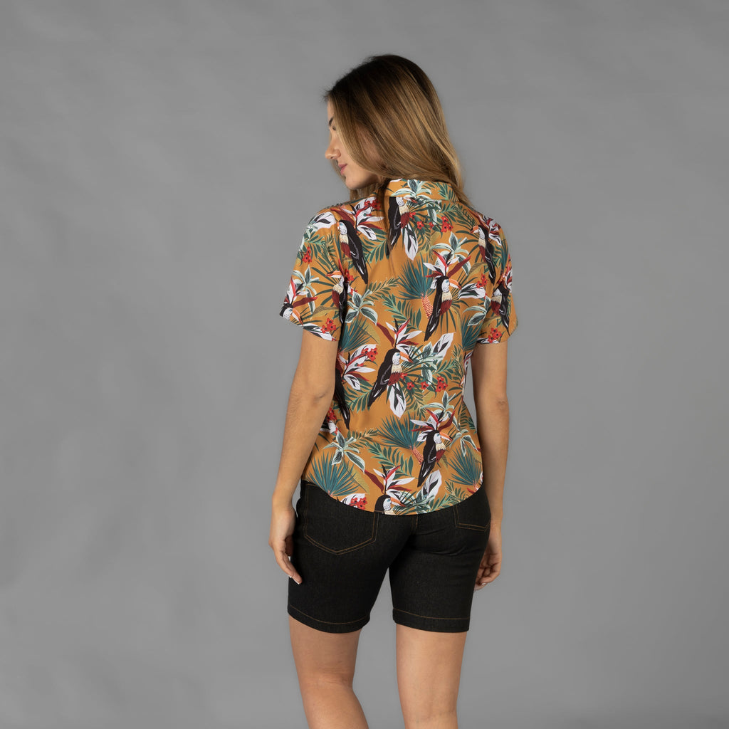 CAMISA MUJER CUELLO SOLAPA HAWAIANA