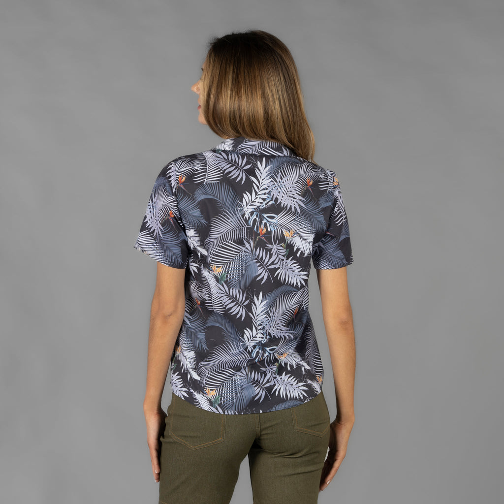 CAMISA MUJER CUELLO SOLAPA HAWAIANA