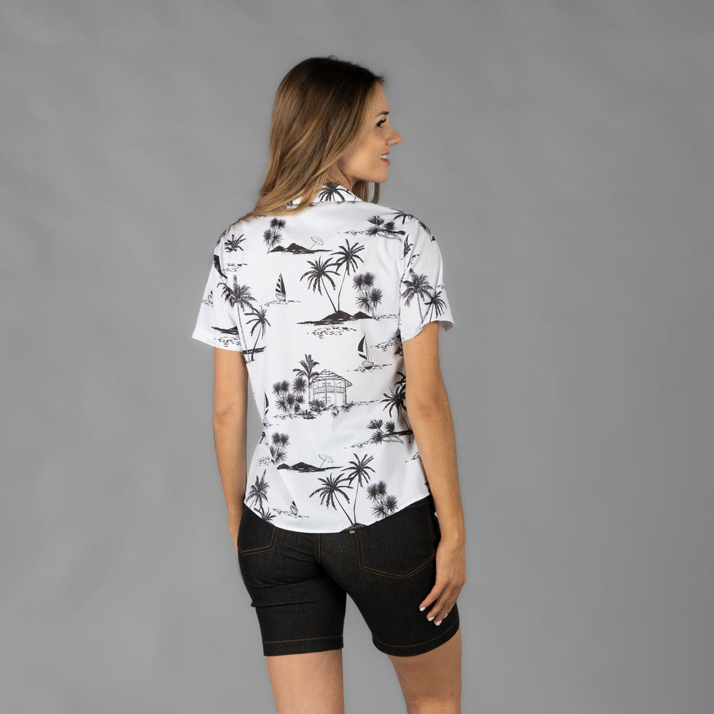 CAMISA MUJER CUELLO SOLAPA HAWAIANA