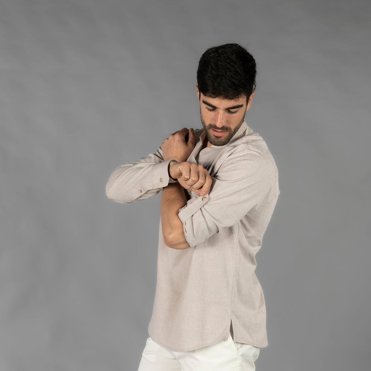 CAMISA HOMBRE CHAMBRAY CUELLO MAO NIAS