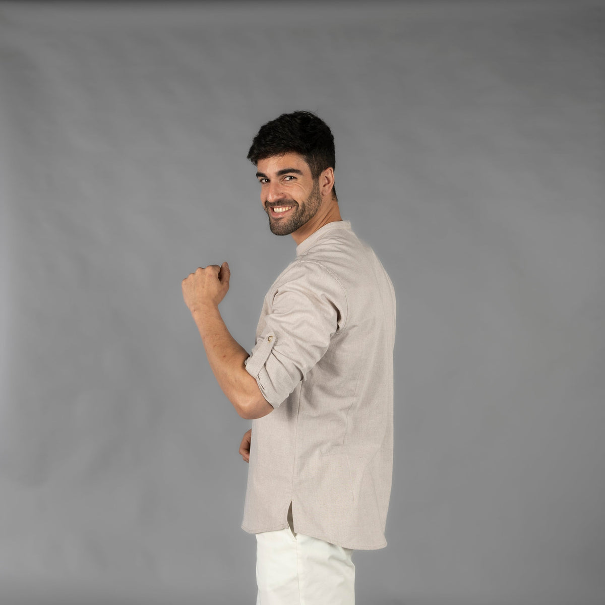 CAMISA HOMBRE CHAMBRAY CUELLO MAO NIAS