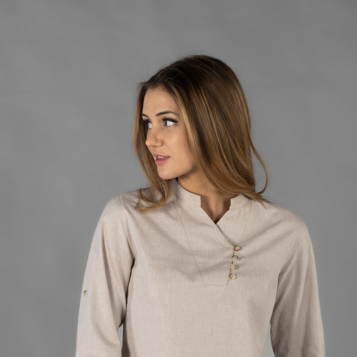 CAMISA MUJER CHAMBRAY CUELLO MAO LANAY