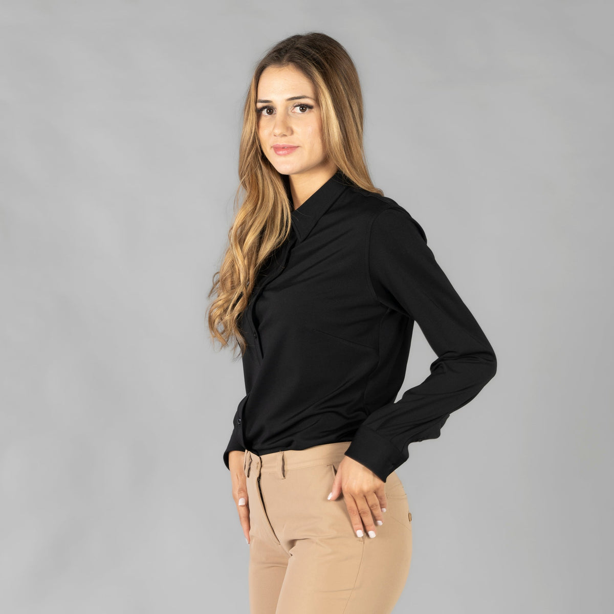 CAMISA MUJER INTERLOCK CUELLO CAMISERO CERDEÑA