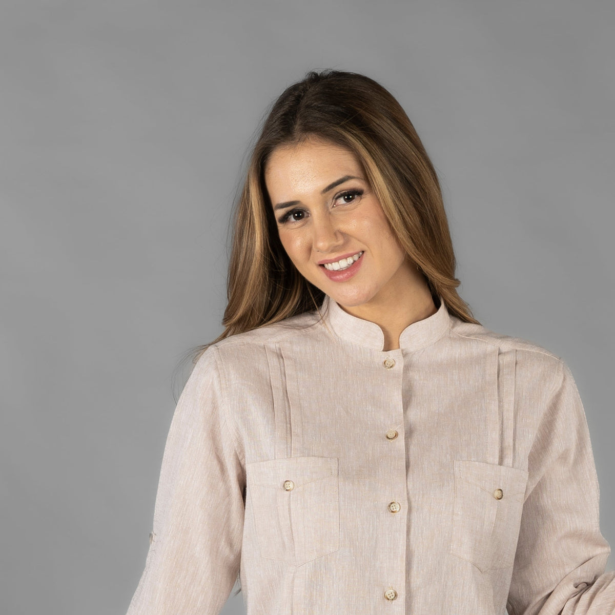 GUAYABERA MUJER CUELLO MAO ISABELA