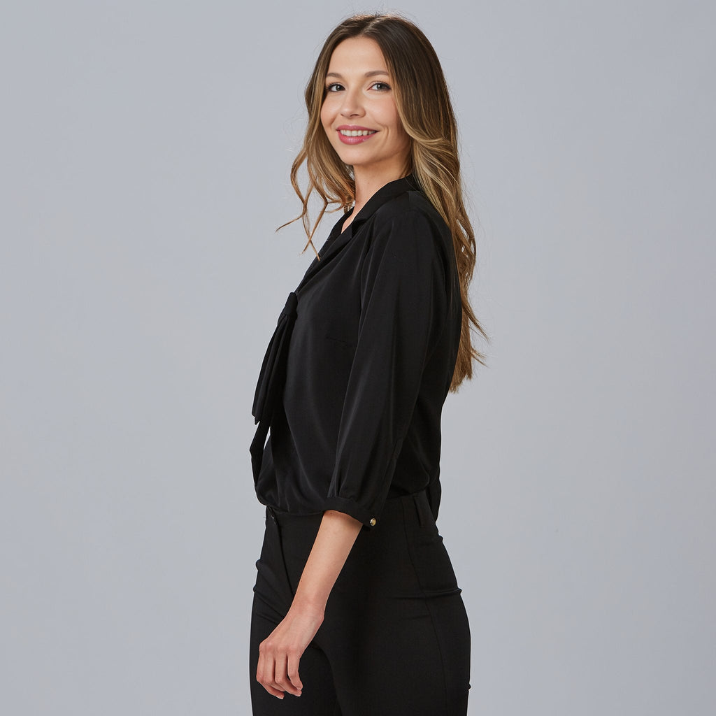 BLUSA MUJER CUELLO SOLAPA LAZO FLAVIA