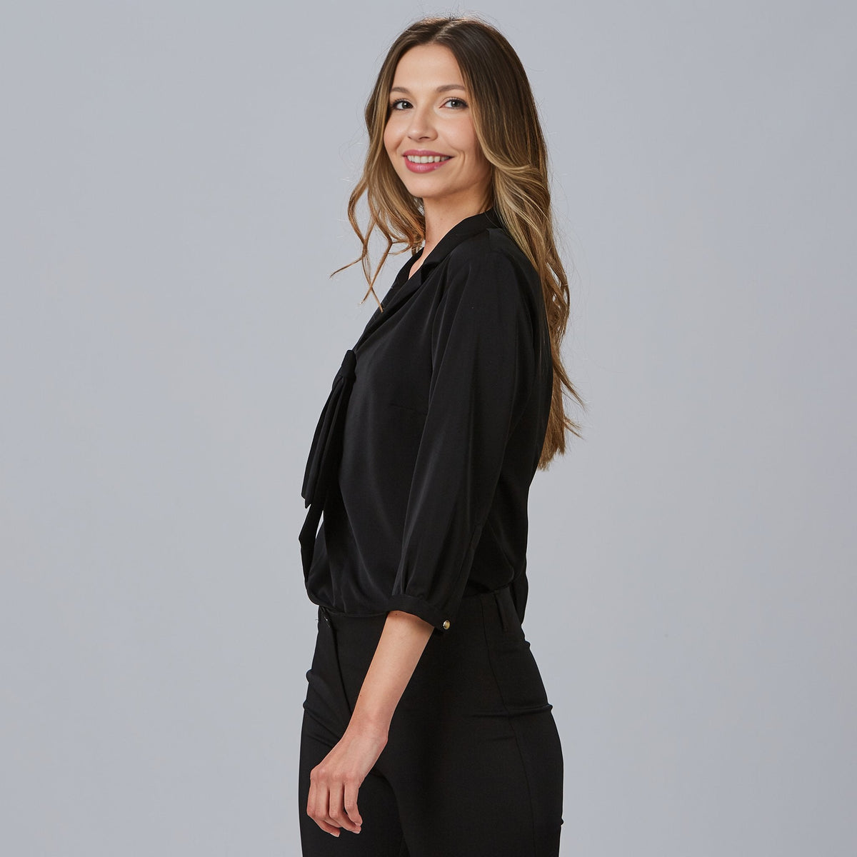 BLUSA MUJER CUELLO SOLAPA LAZO FLAVIA