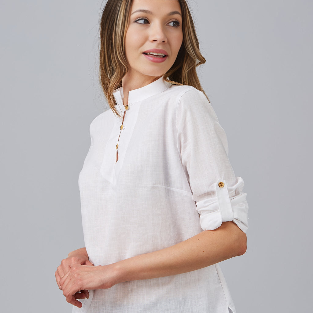 CAMISA MUJER FALSO LINO FLORA