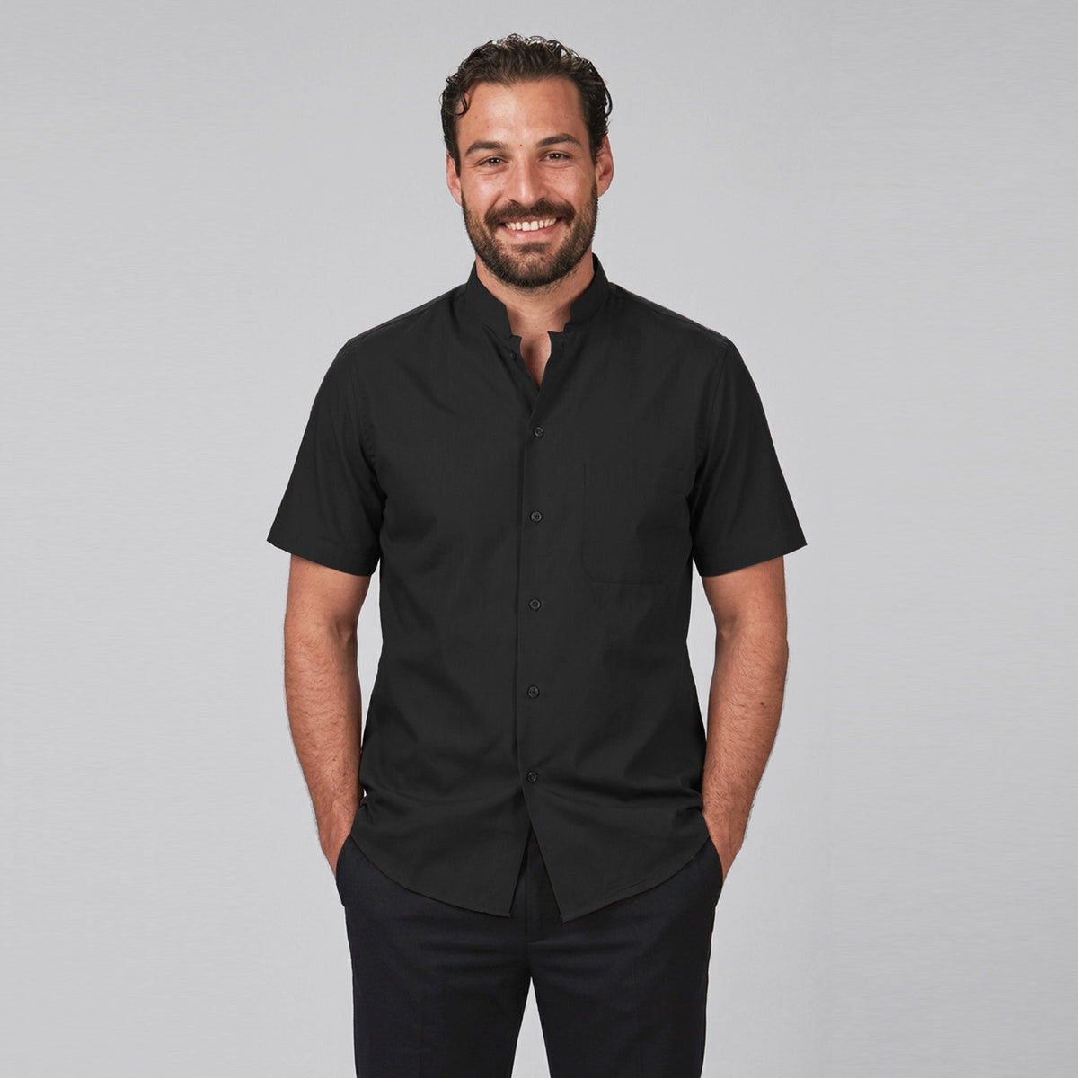 CAMISA HOMBRE CUELLO MAO M/CORTA