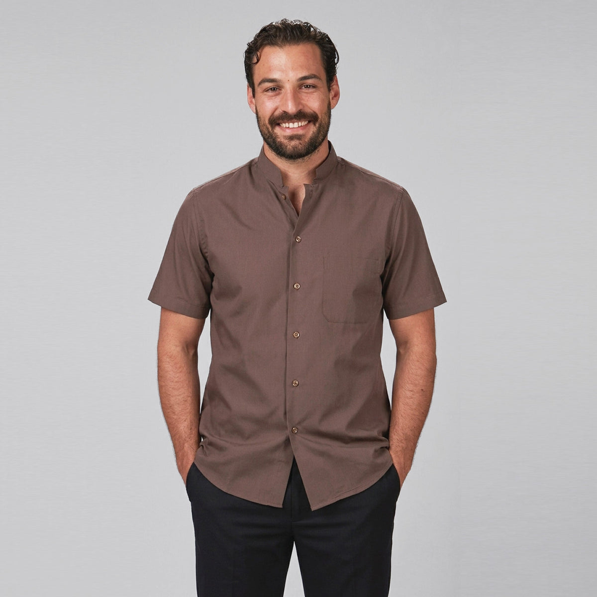 CAMISA HOMBRE CUELLO MAO M/CORTA