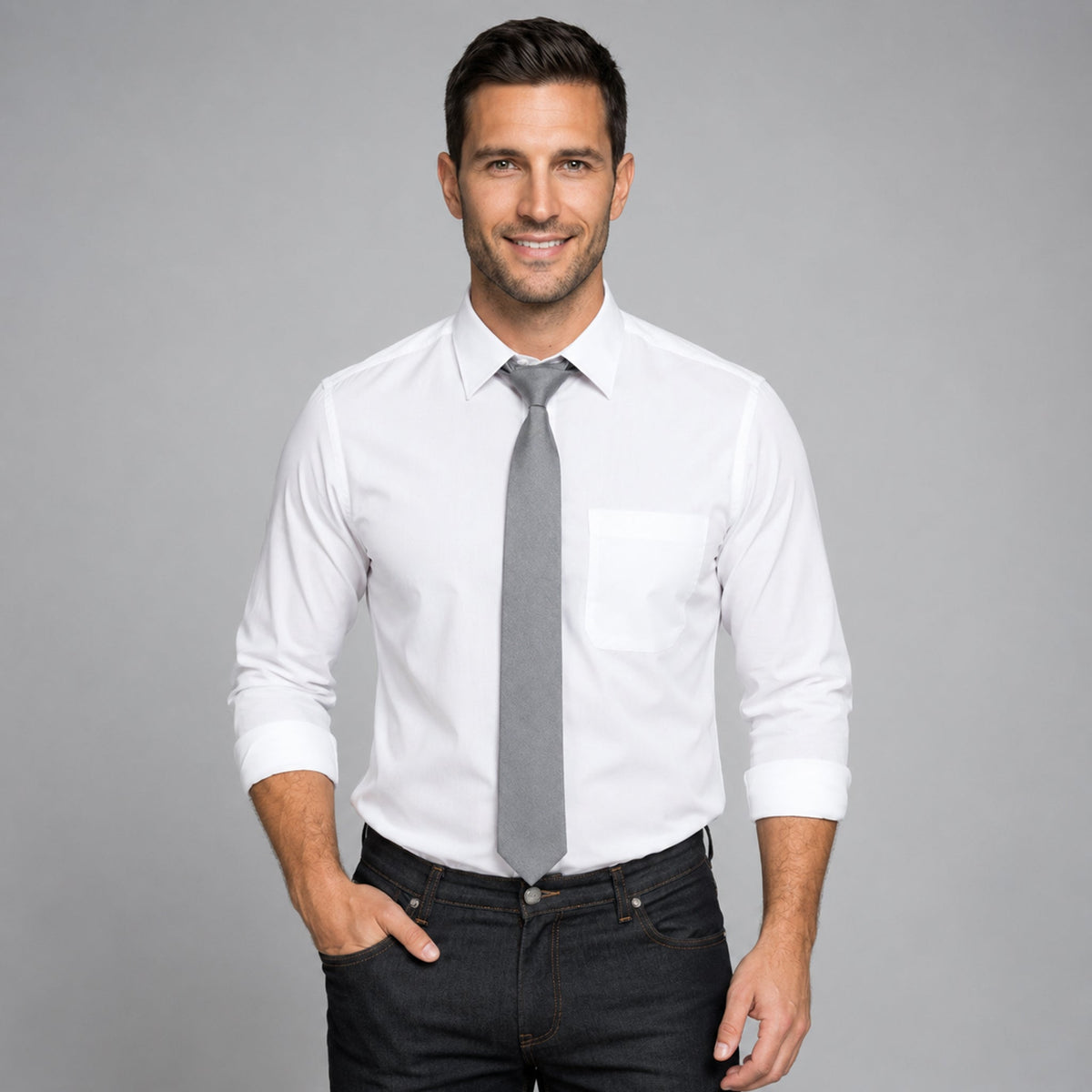 CORBATA CON NUDO DE PALA ESTRECHA
