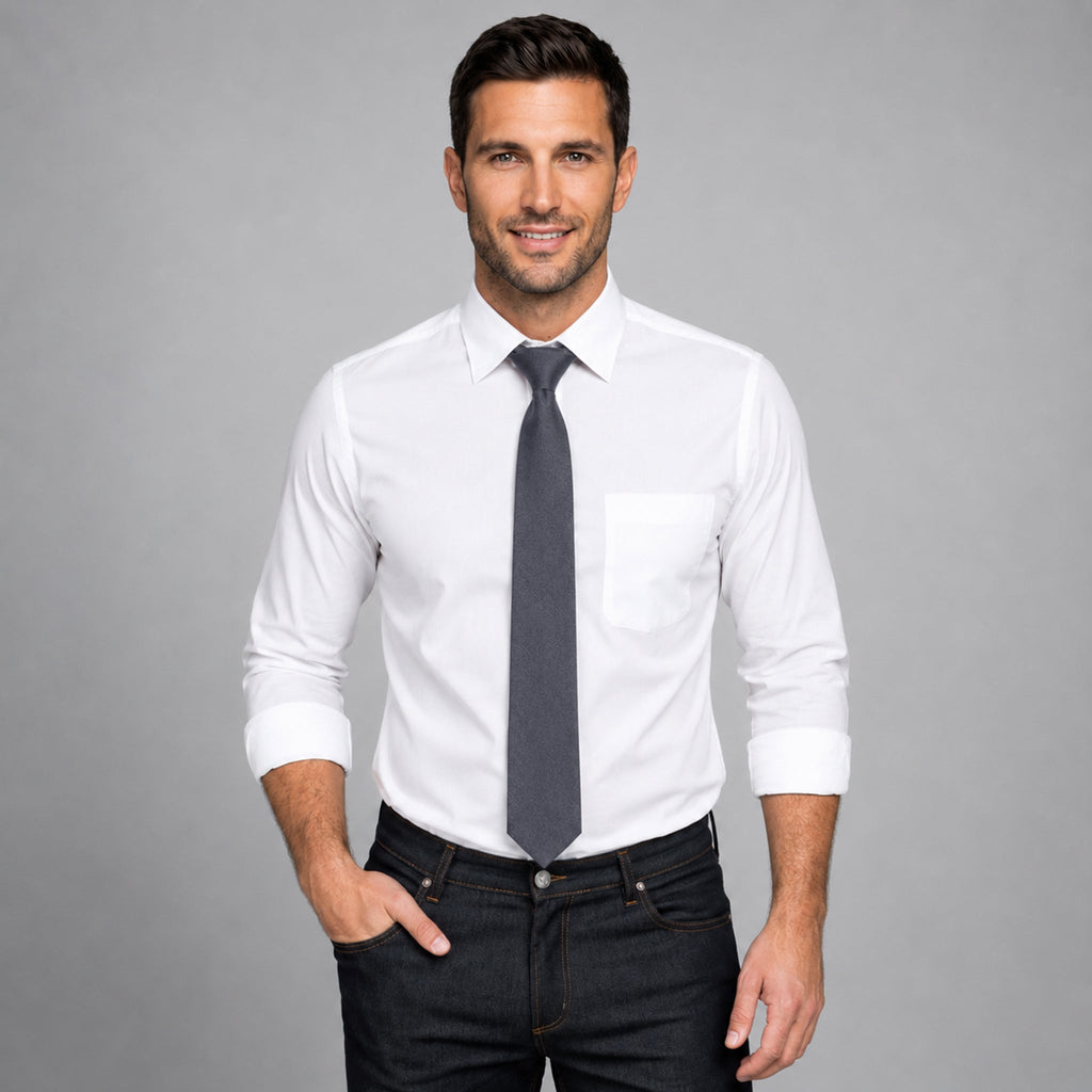 CORBATA CON NUDO DE PALA ESTRECHA