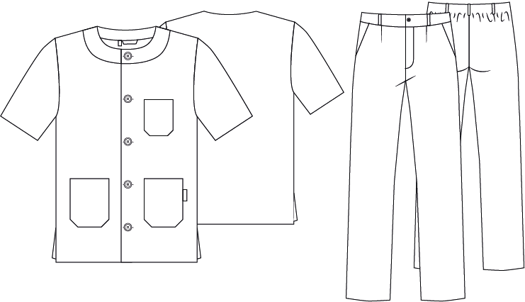 CONJUNTO UNISEX ABOTONADO SARGA BLANCA