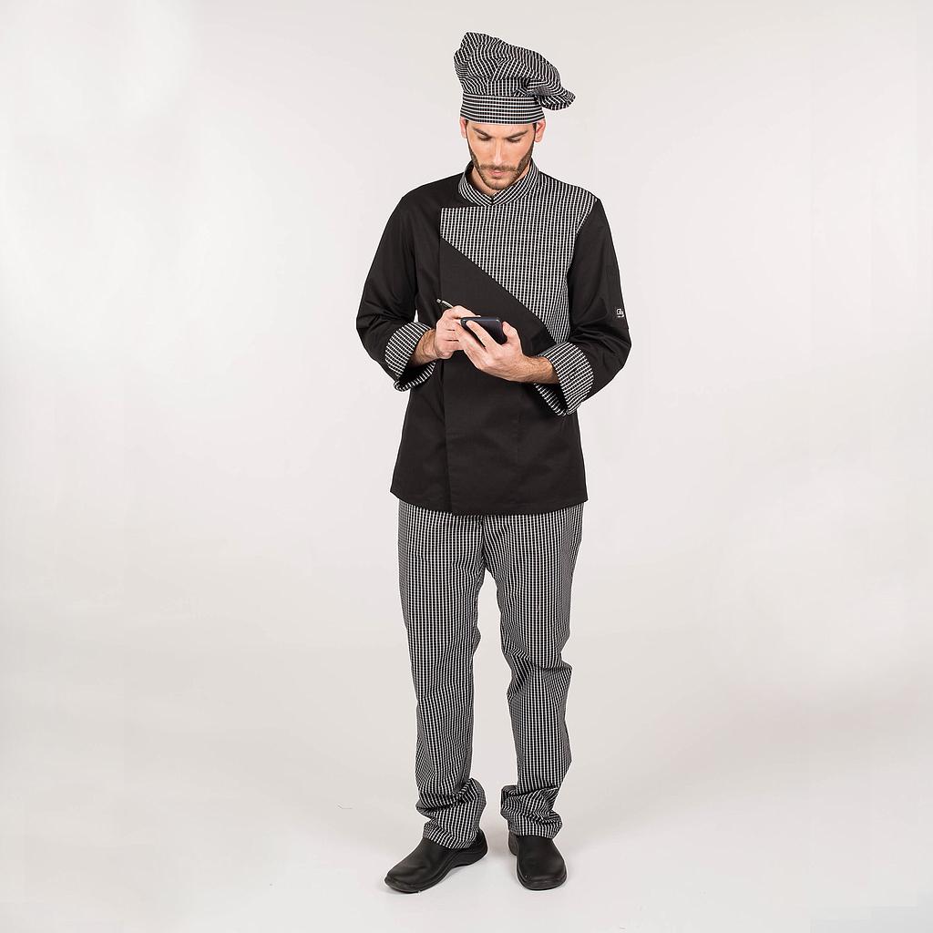 PANTALON UNISEX GOMA+CORDON CUADRO LUTOS BLANCO Y NEGRO