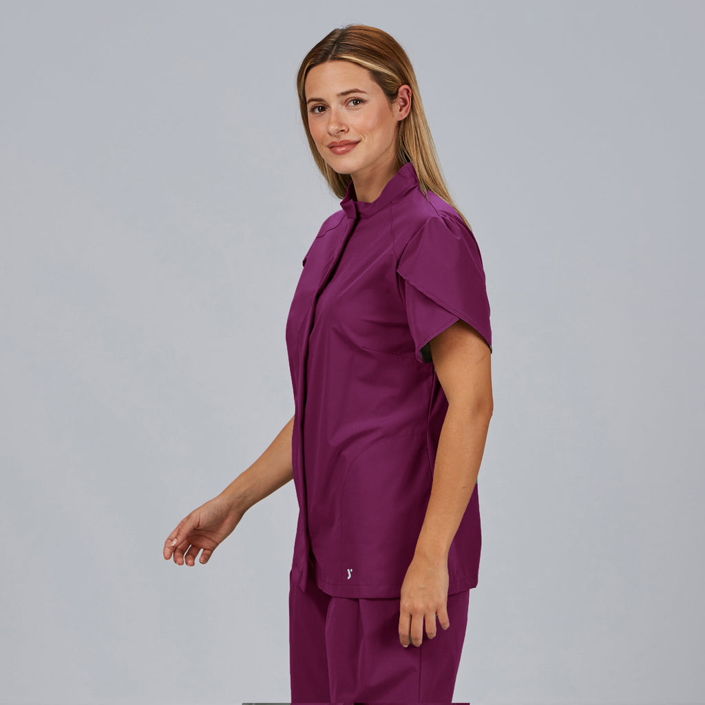 BLUSA MUJER BOTON OCULTO M/C LINA