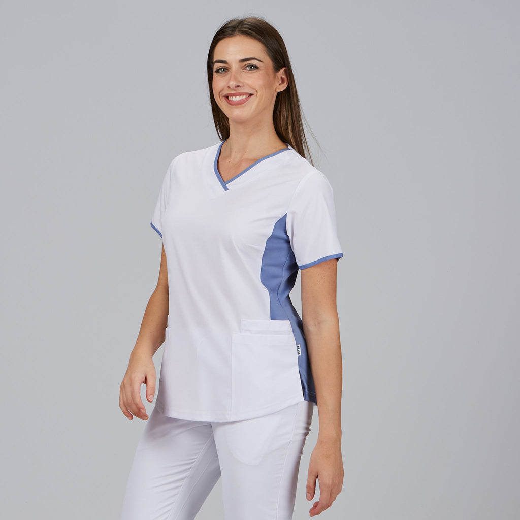 BLUSA MUJER ESCOTE PICO COMBINADA M/C CLEO