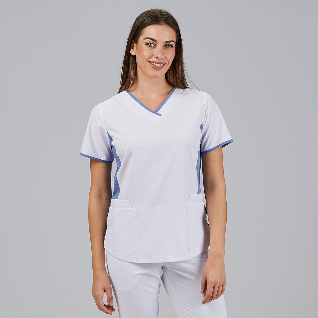 BLUSA MUJER ESCOTE PICO COMBINADA M/C CLEO