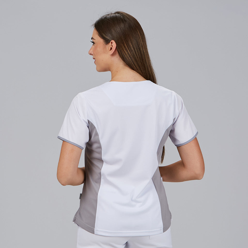 BLUSA MUJER ESCOTE PICO COMBINADA M/C CLEO