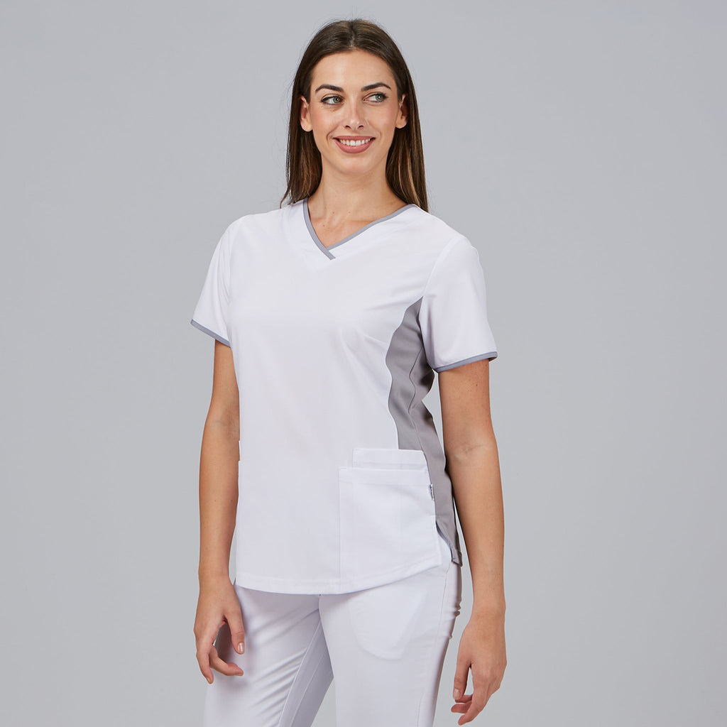 BLUSA MUJER ESCOTE PICO COMBINADA M/C CLEO