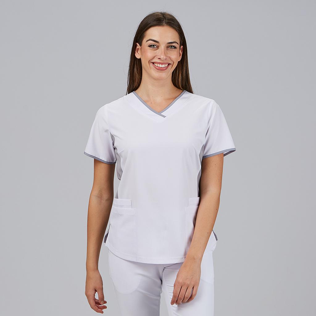BLUSA MUJER ESCOTE PICO COMBINADA M/C CLEO