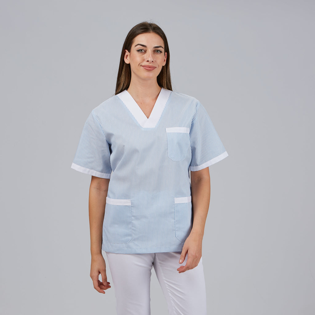 BLUSA SANITARIO UNISEX PICO VICHY COMBINADA