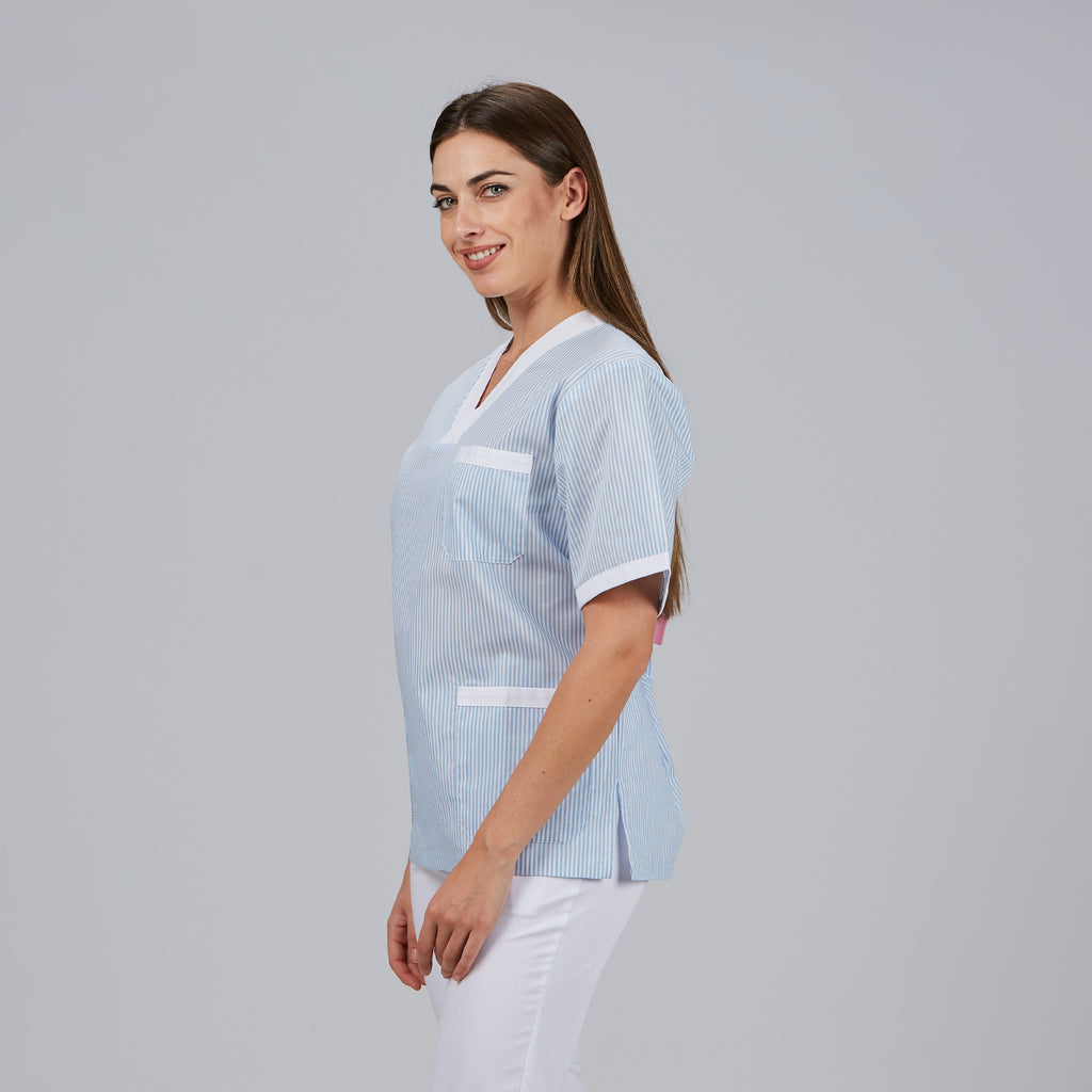 BLUSA SANITARIO UNISEX PICO VICHY COMBINADA