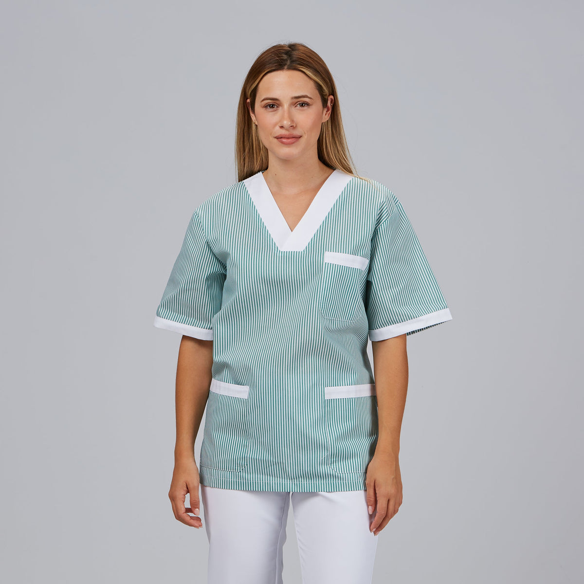 BLUSA SANITARIO UNISEX PICO VICHY COMBINADA