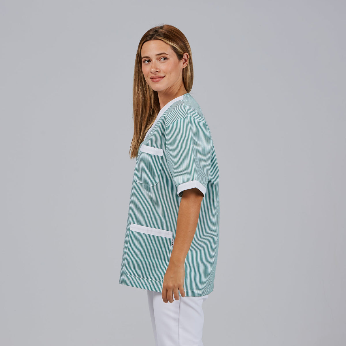 BLUSA SANITARIO UNISEX PICO VICHY COMBINADA