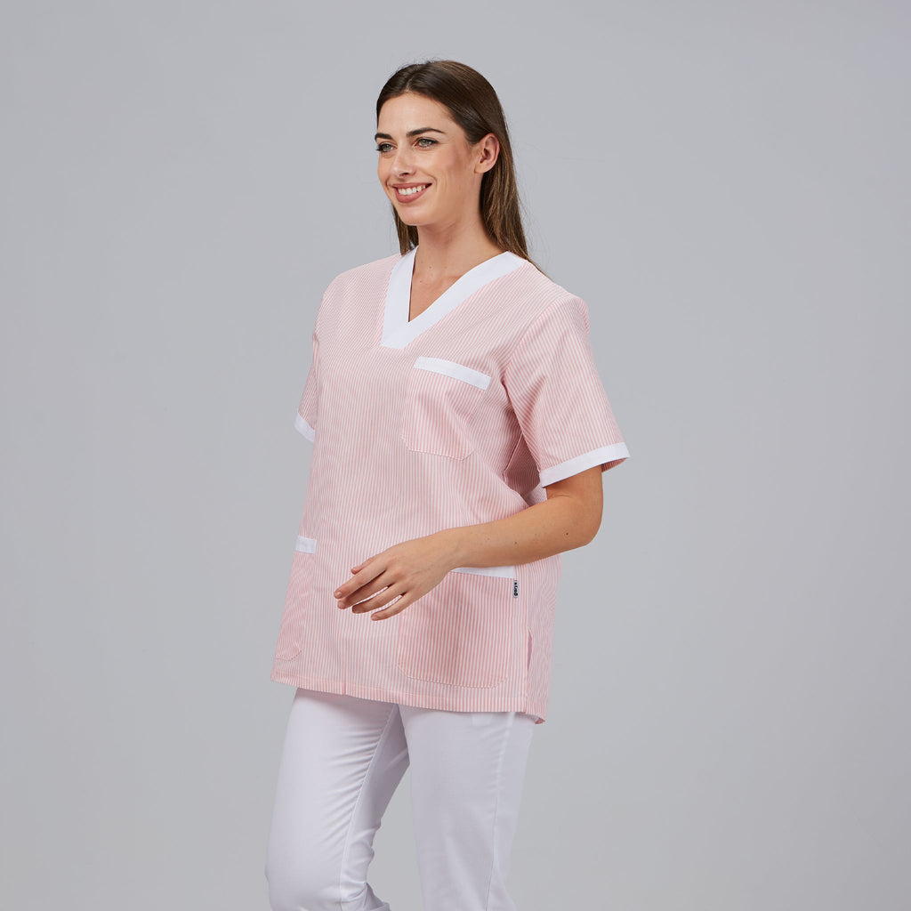 BLUSA SANITARIO UNISEX PICO VICHY COMBINADA