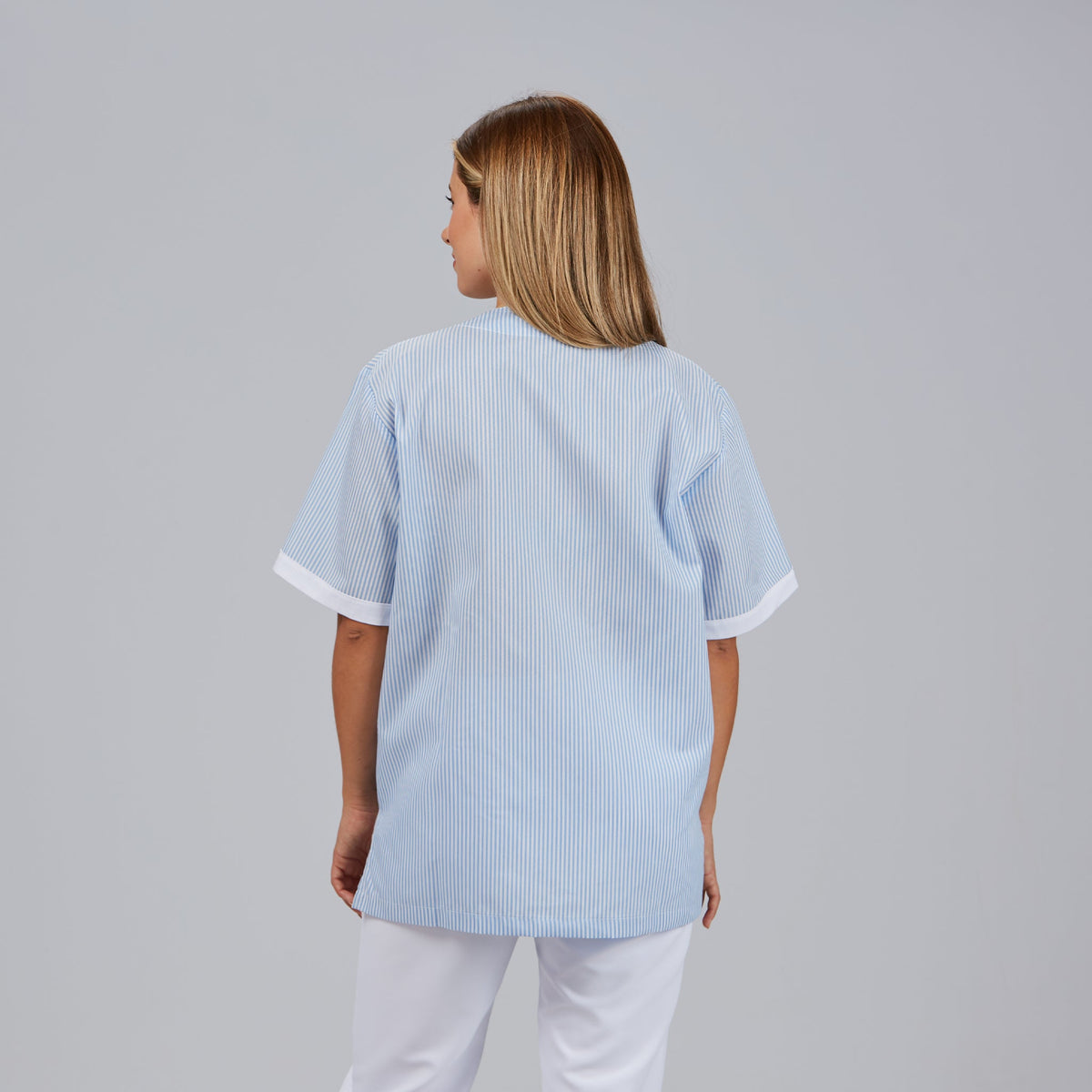 BLUSA SANITARIO UNISEX PICO ABIERTO VICHY COMBINADA