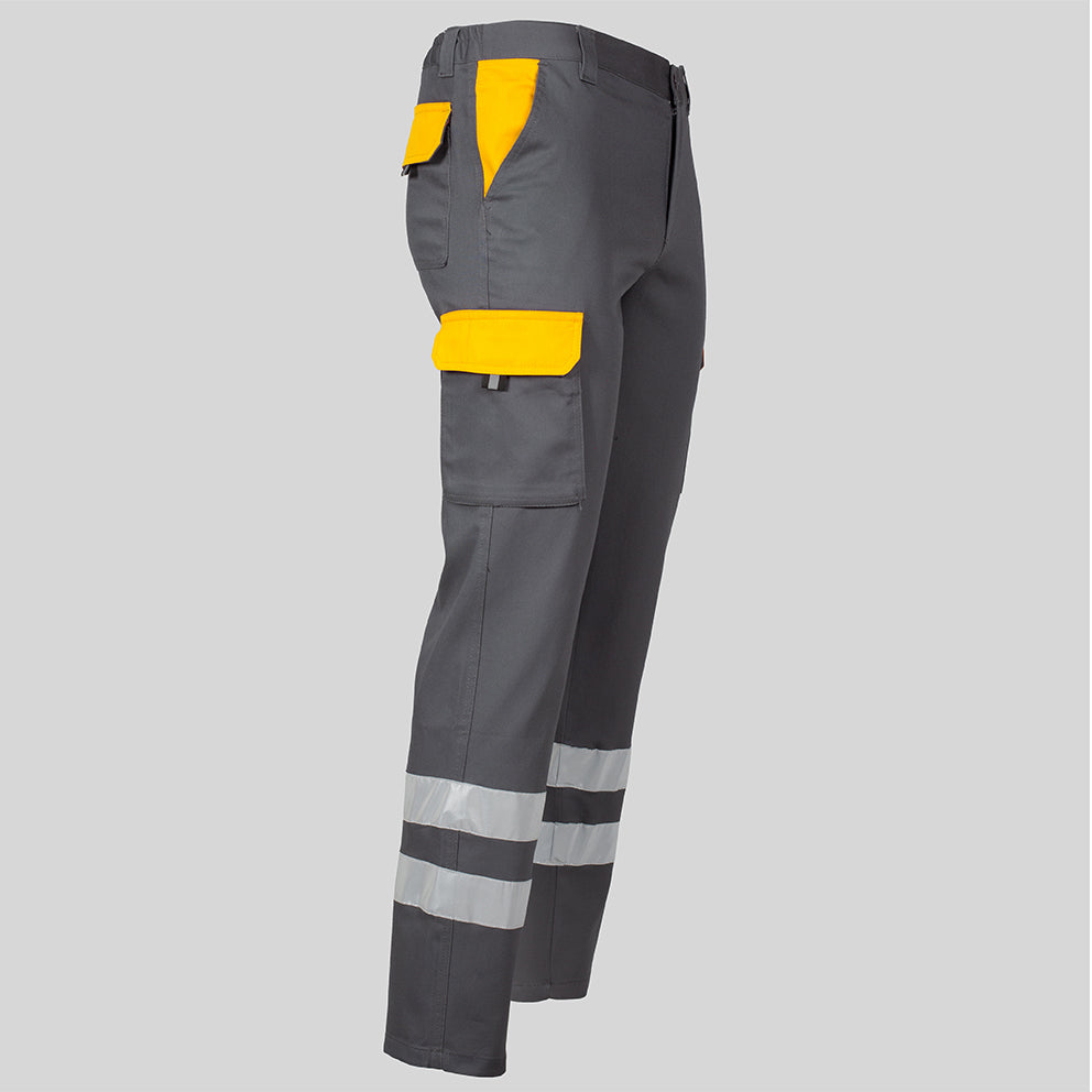 PANTALON UNISEX MULTIBOLSILLOS ELASTICO GAMO COMBI + 2 BANDAS REFLECT.