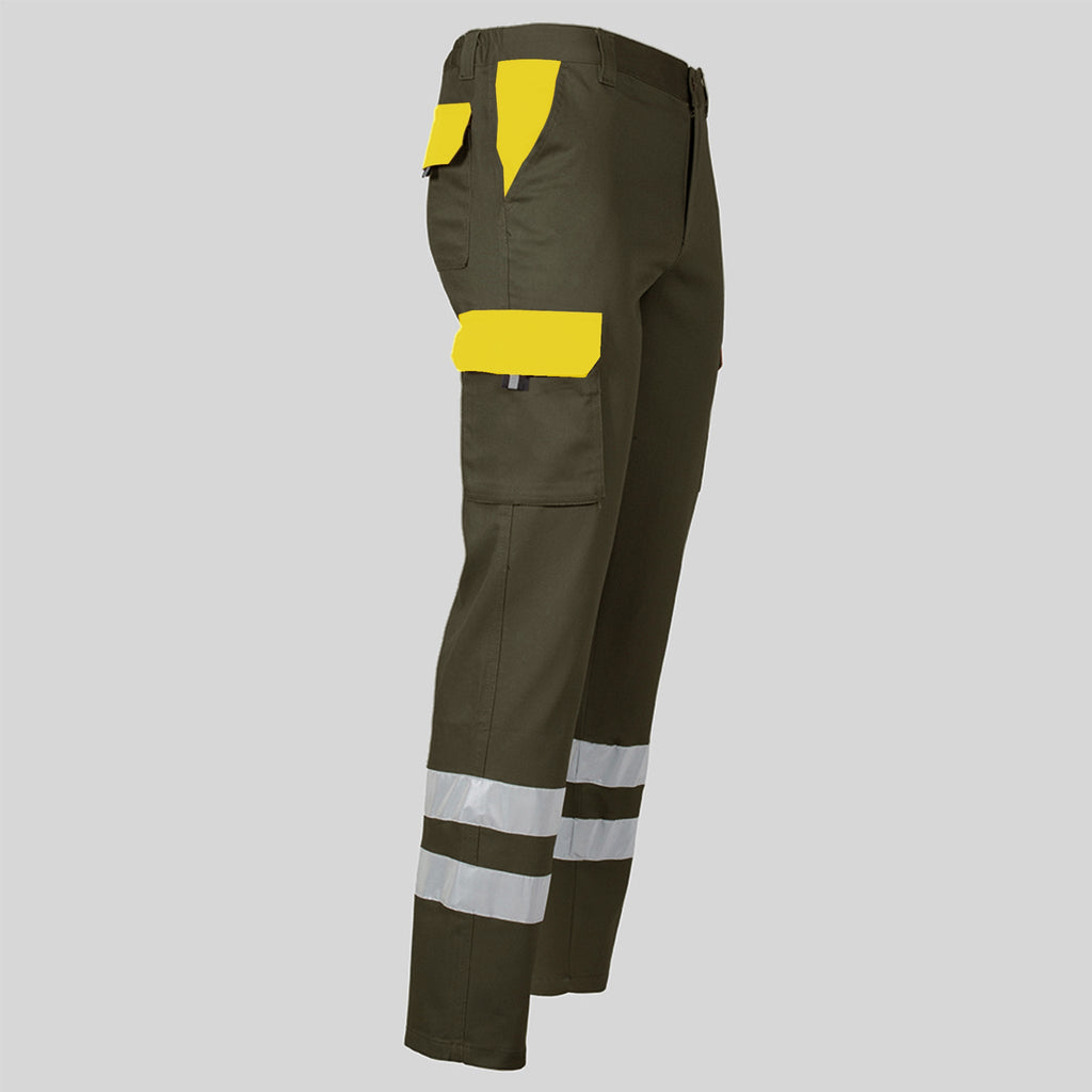 PANTALON UNISEX MULTIBOLSILLOS ELASTICO GAMO COMBI + 2 BANDAS REFLECT.